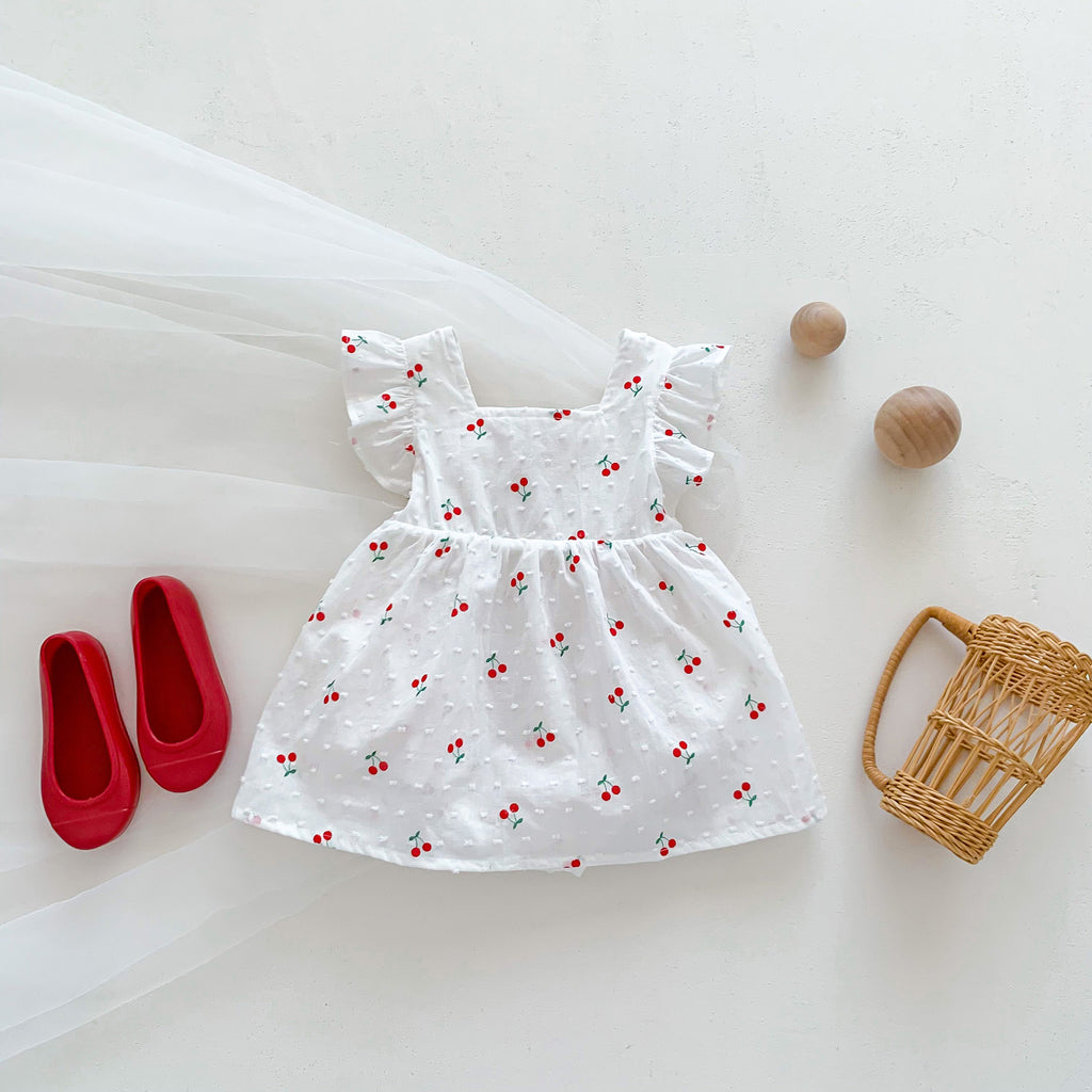 Summer Lightweight Baby Girl Clothes, Newborn Summer Outfit, Romper, Crawling Suit, Princess Bodysuit, Cherry Dress